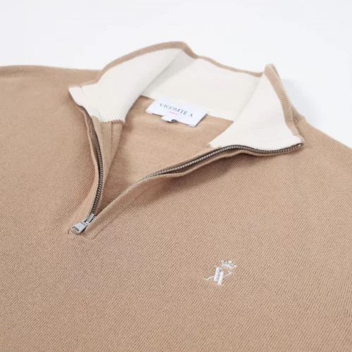 Pull Col Cheminee Coton Cach Coudieres Beige Moyen – Image 2
