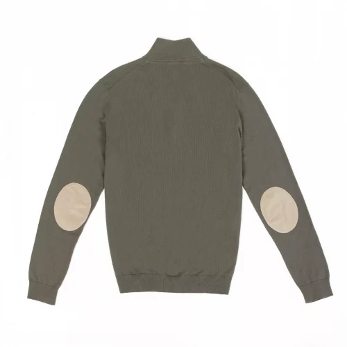Pull Col Cheminee Coton Cach Coudieres Kaki Moyen – Image 3