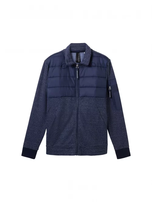 Gilet Manches Longues Bi-matiere Bleu Fonce