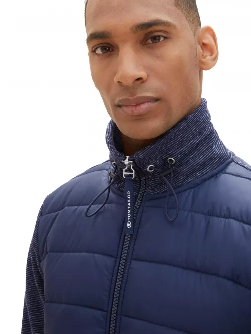 Gilet Manches Longues Bi-matiere Bleu Fonce – Image 3