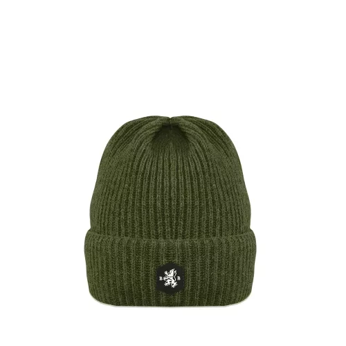 Accessoire Bonnet Cote 1*1 Revers Kaki Fonce