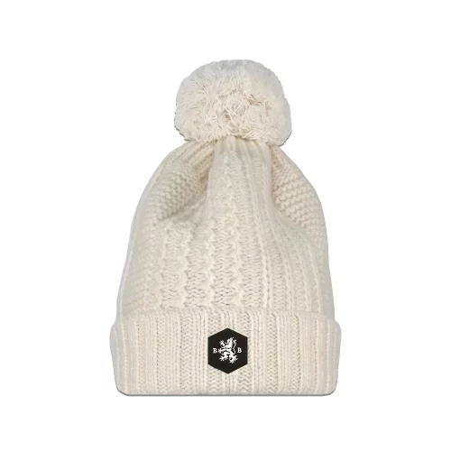Accessoire Bonnet Fantaisie Tricot Pompon Beige Clair
