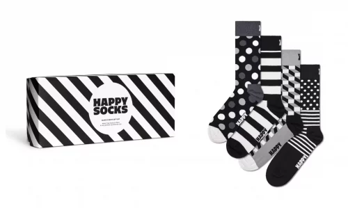 Accessoire Chaussettes Quatuor Noir Et Blanc Noir Moyen