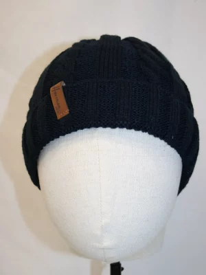 Accessoire Bonnet Torsade Uni Bleu Fonce