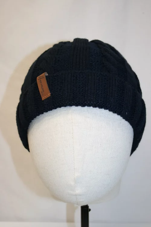 Accessoire Bonnet Torsade Uni Bleu Fonce