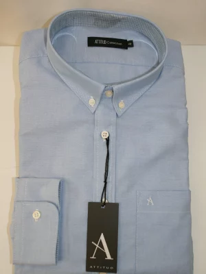 Chemise Manches Longues Sport Oxford Uni Modern Oppo Pb Bleu Clair