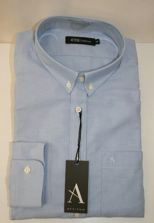 Chemise Manches Longues Sport Oxford Uni Modern Oppo Pb Bleu Clair