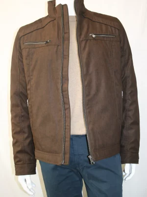 Grosse Piece Blouson Micro Twill Piqure Epaules Beige Fonce