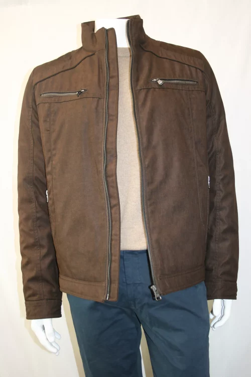 Grosse Piece Blouson Micro Twill Piqure Epaules Beige Fonce