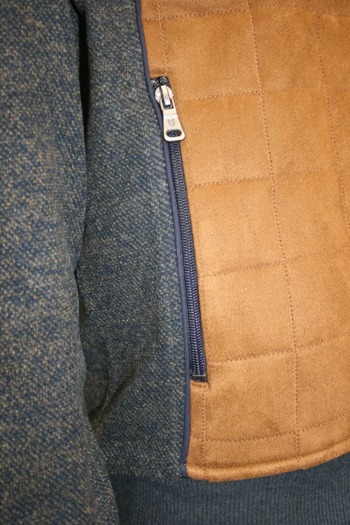 Gilet Manches Longues Bi-matiere Corps Suede Beige Moyen – Image 2