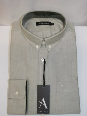 Chemise Manches Longues Sport Oxford Uni Modern Oppo Pb Vert Clair