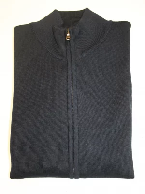 Gilet Manches Longues Zip Uni 50/50 Bleu Fonce
