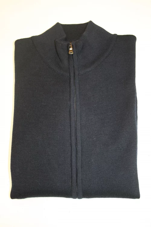 Gilet Manches Longues Zip Uni 50/50 Bleu Fonce