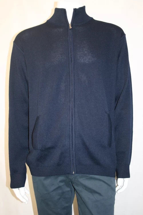 Gilet Manches Longues Zip Uni 50/50 Bleu Fonce – Image 2