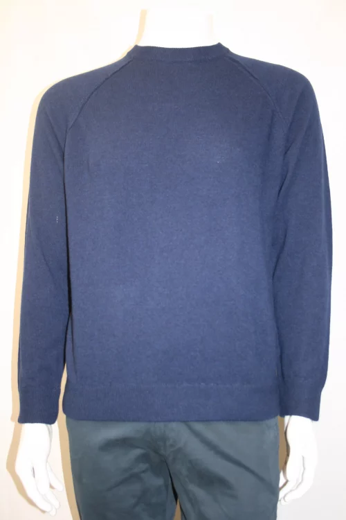 Pull Col Rond Laine & Cach Uni Bleu Fonce – Image 2