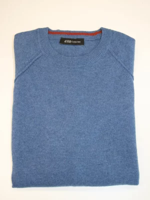 Pull Col Rond Laine & Cach Uni Bleu Moyen