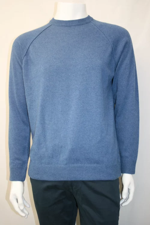 Pull Col Rond Laine & Cach Uni Bleu Moyen – Image 2
