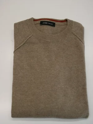 Pull Col Rond Laine & Cach Uni Beige Moyen