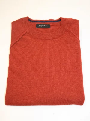 Pull Col Rond Laine & Cach Uni Orange Moyen