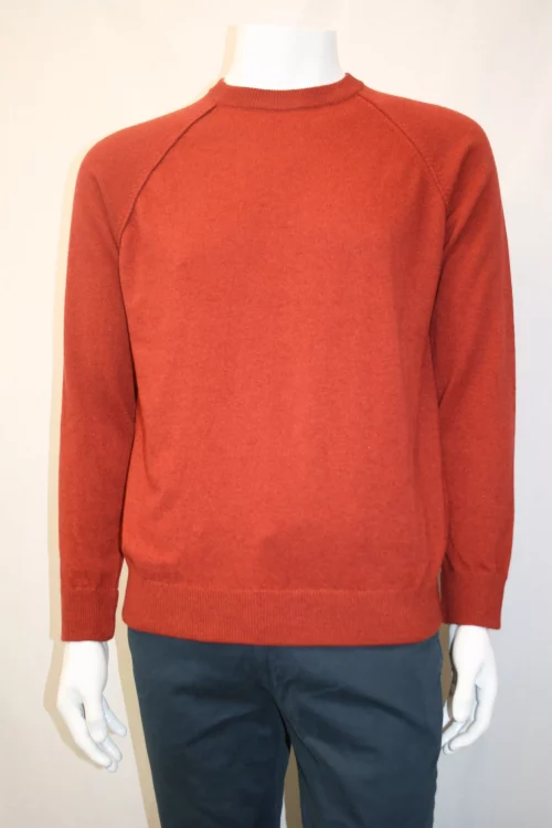 Pull Col Rond Laine & Cach Uni Orange Moyen – Image 2