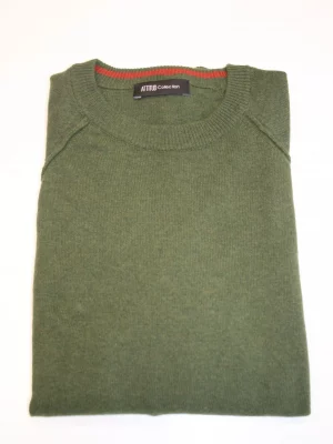 Pull Col Rond Laine & Cach Uni Kaki Fonce