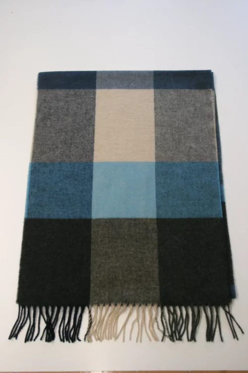 Accessoire Echarpe Grands Carreaux Bleu Moyen – Image 2