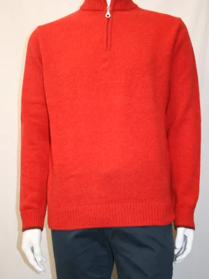 Pull Col Cheminee Lambswool 1/2 Zip Rose Moyen