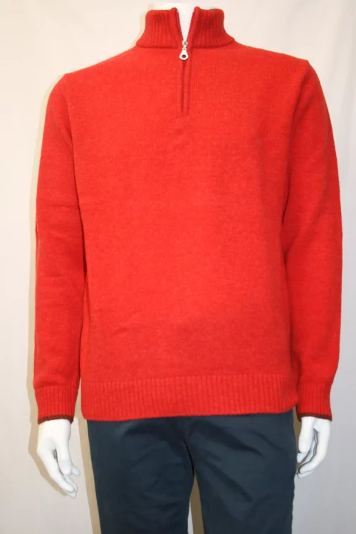 Pull Col Cheminee Lambswool 1/2 Zip Rose Moyen