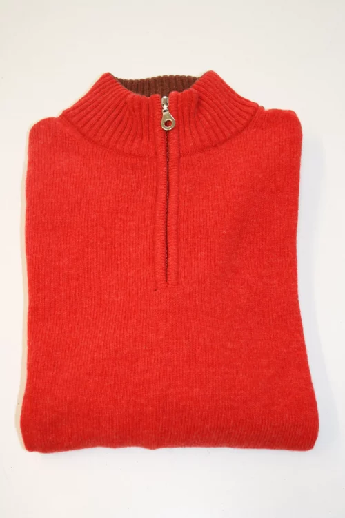 Pull Col Cheminee Lambswool 1/2 Zip Rose Moyen – Image 2