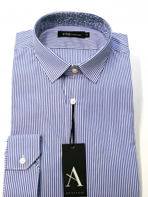 Chemise Manches Longues Ville Rayure Baton Modern Oppo Bleu Moyen