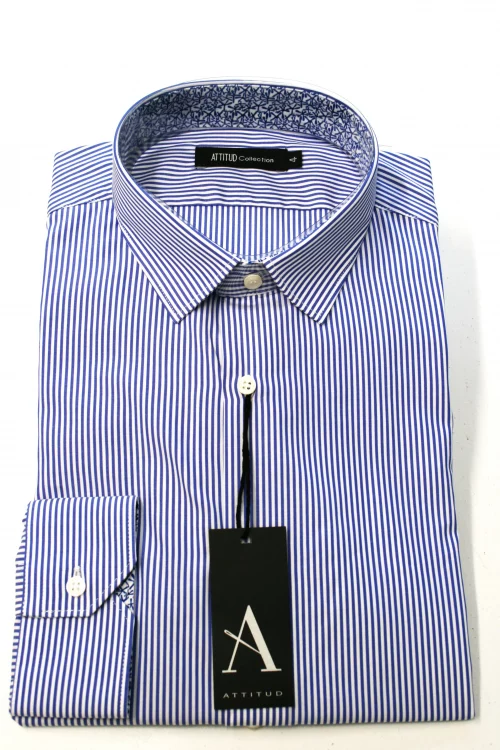 Chemise Manches Longues Ville Rayure Baton Modern Oppo Bleu Moyen