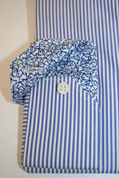 Chemise Manches Longues Ville Rayure Baton Modern Oppo Bleu Moyen – Image 2