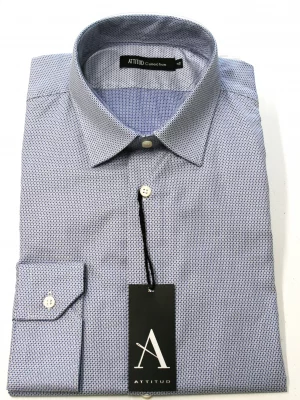 Chemise Manches Longues Ville Faux Uni Modern Bleu Clair