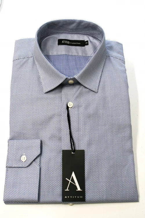 Chemise Manches Longues Ville Faux Uni Modern Bleu Clair
