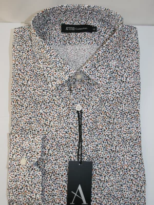Chemise Manches Longues Ville Imprime Feuilles Modern Rouge Moyen