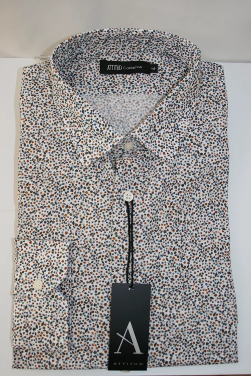 Chemise Manches Longues Ville Imprime Feuilles Modern Rouge Moyen