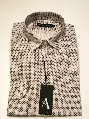 Chemise Manches Longues Ville Imprime Points Modern Beige Fonce