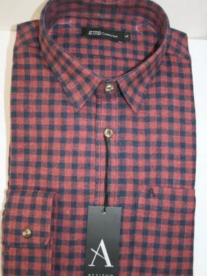 Chemise Manches Longues Sport Carreau Gratte Modern Pb Rouge Moyen