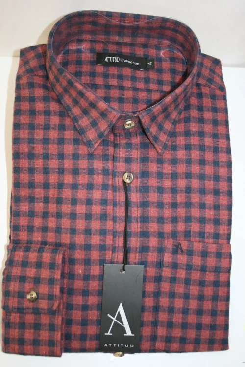 Chemise Manches Longues Sport Carreau Gratte Modern Pb Rouge Moyen