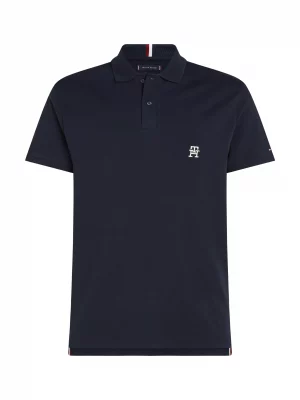 Polo Manches Courtes Monogramme Th Bleu Fonce