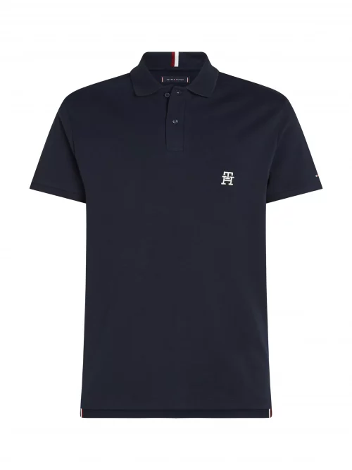 Polo Manches Courtes Monogramme Th Bleu Fonce