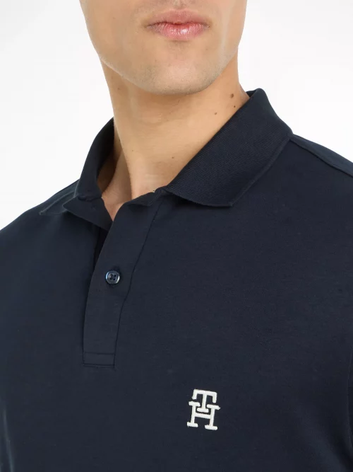 Polo Manches Courtes Monogramme Th Bleu Fonce – Image 3