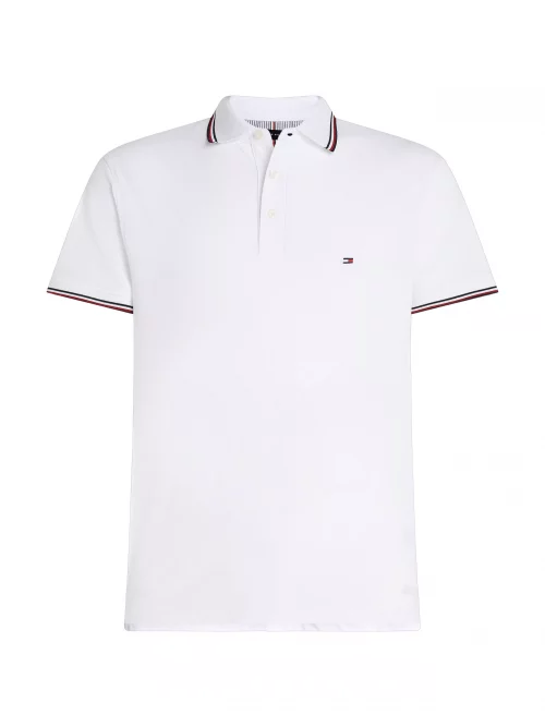 Polo Manches Courtes Rayure Col Blanc
