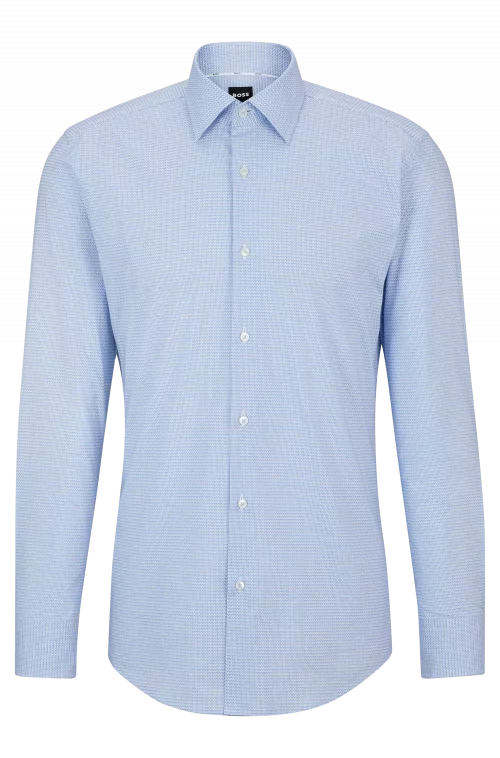 Chemise Manches Longues Ville Imprime Alveole Bleu Clair