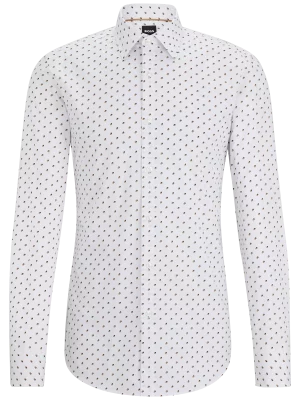 Chemise Manches Longues Ville Imprime Cubes Beige Moyen
