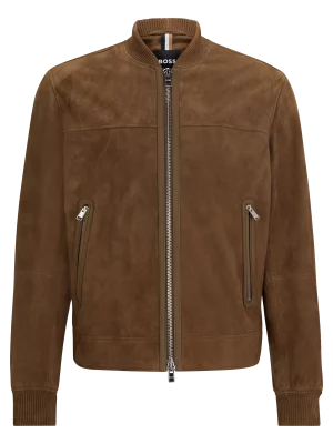 Cuir Blouson Chevre Velours Teddy Beige Moyen