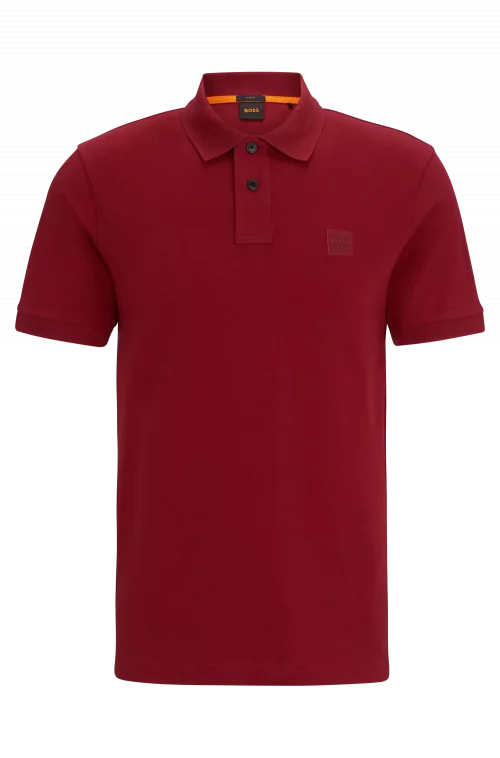 Polo Manches Courtes Pique Uni Rouge Moyen