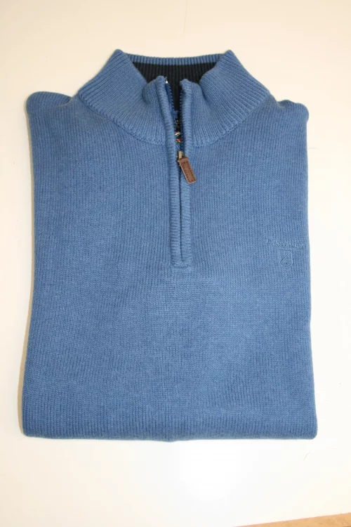 Pull Col Cheminee Coton Laine 3 Fils Bleu Moyen – Image 2