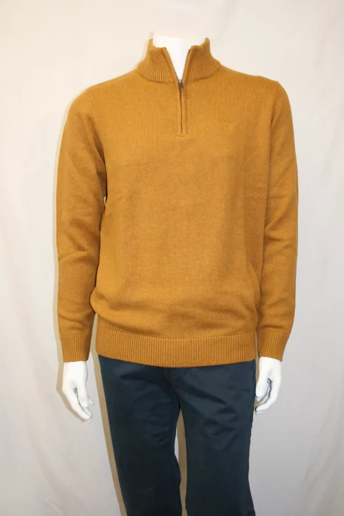 Pull Col Cheminee Coton Laine 3 Fils Jaune Moyen