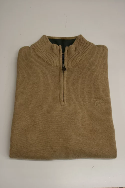Pull Col Cheminee Coton Laine 3 Fils Beige Clair – Image 2